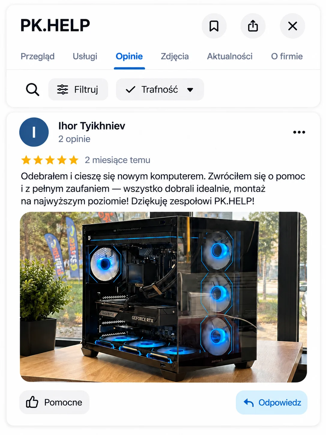 Komputer na zdjęciu do opinii: Ihor Tyikhniev