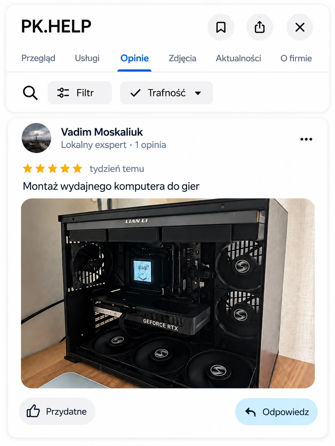 Komputer na zdjęciu do opinii: Vadim Moskaliuk