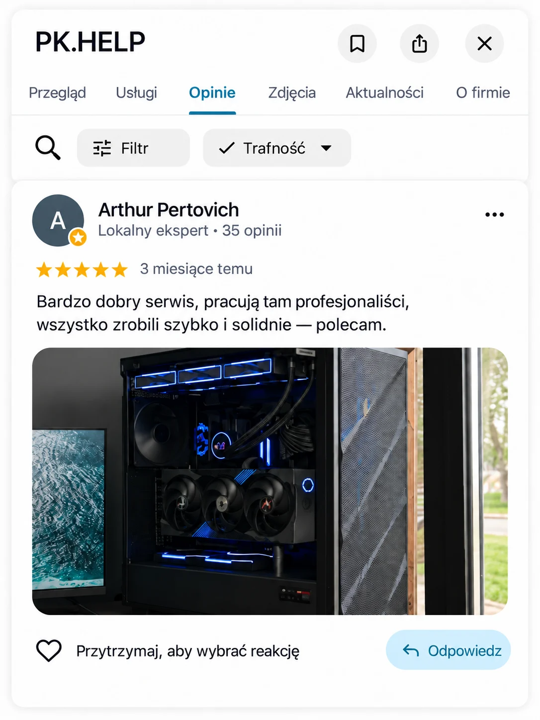 Komputer na zdjęciu do opinii: Arthur Pertovich
