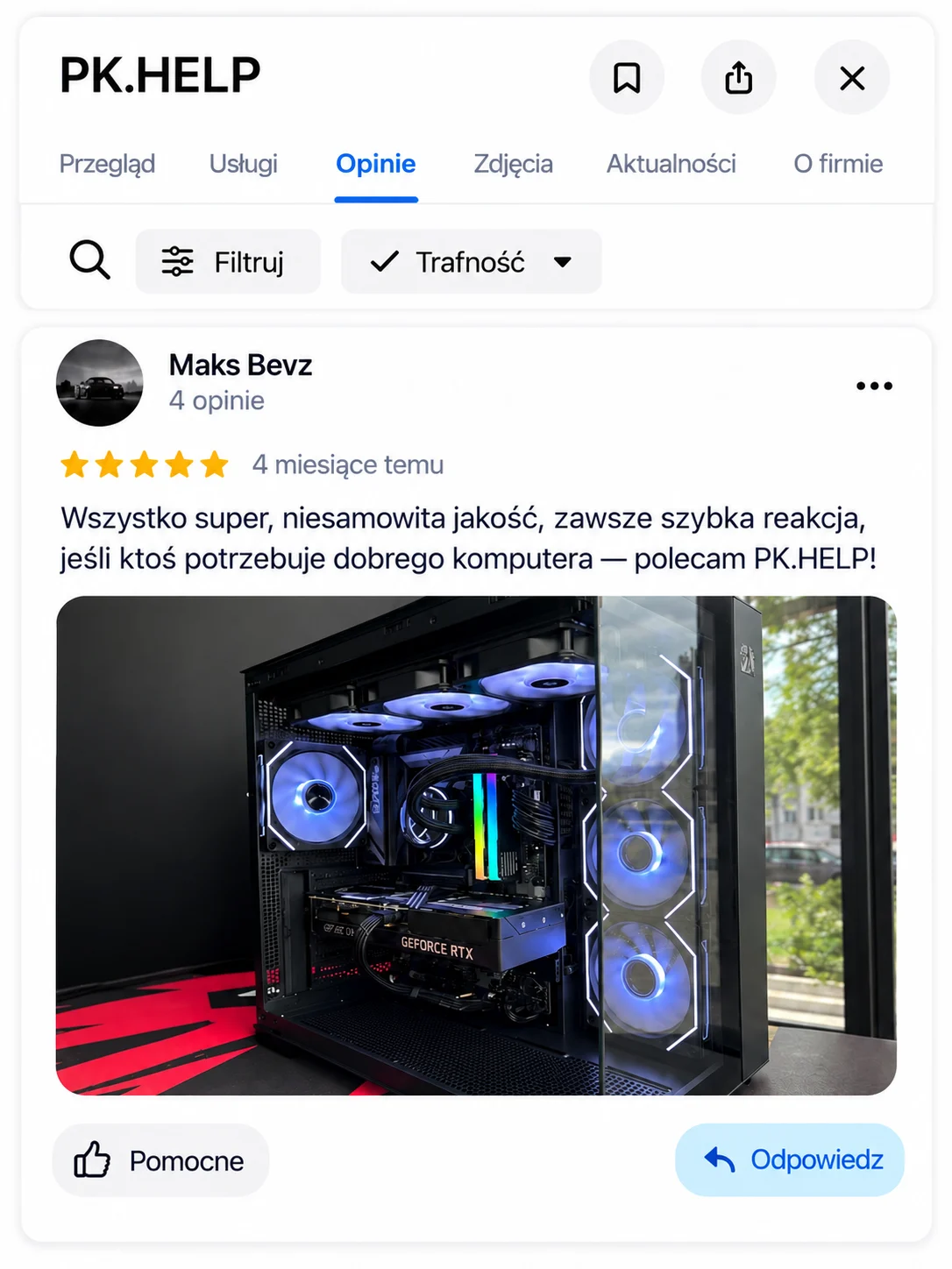 Komputer na zdjęciu do opinii: Maks Bevz