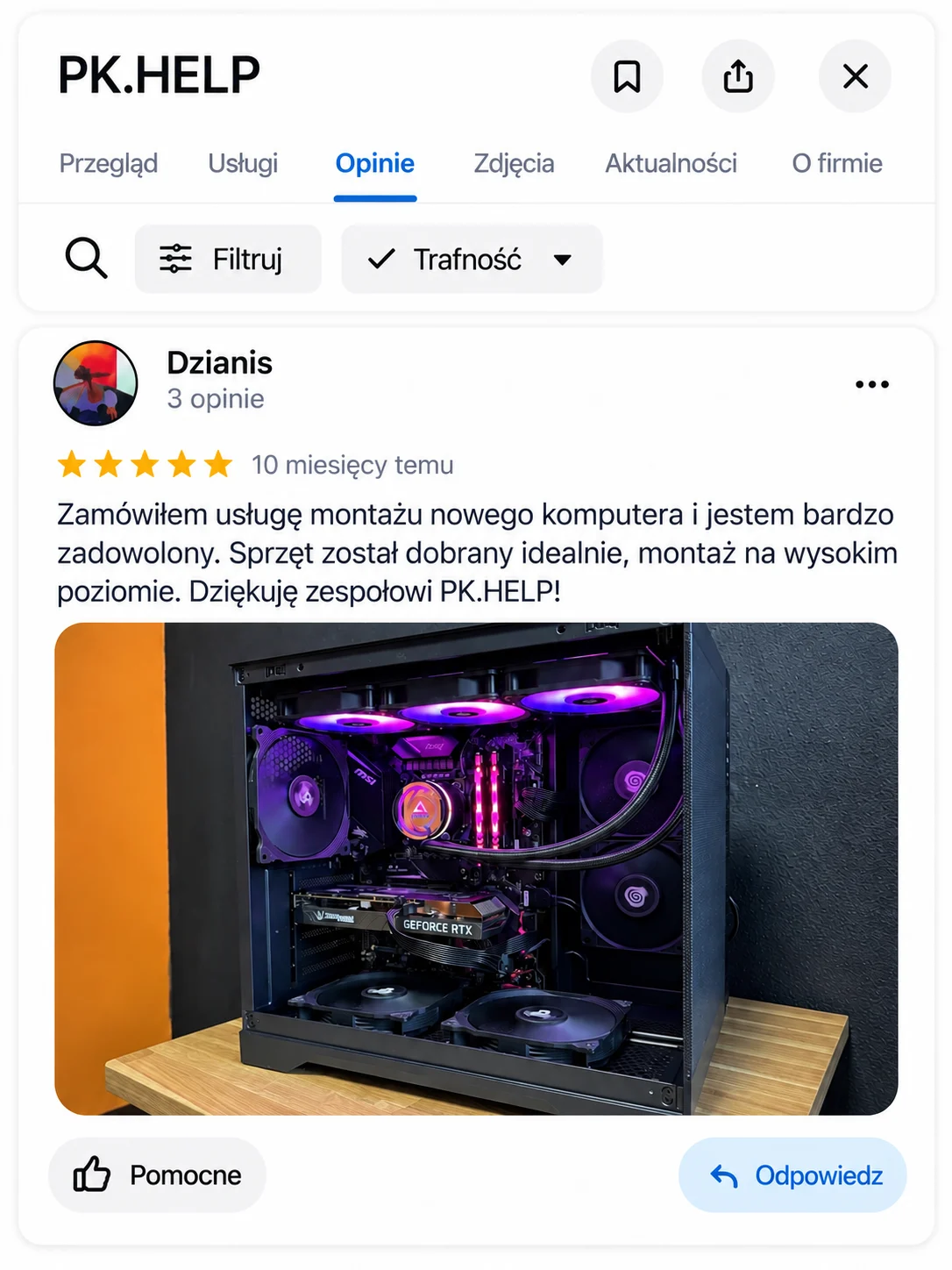 Komputer na zdjęciu do opinii: Dzianis