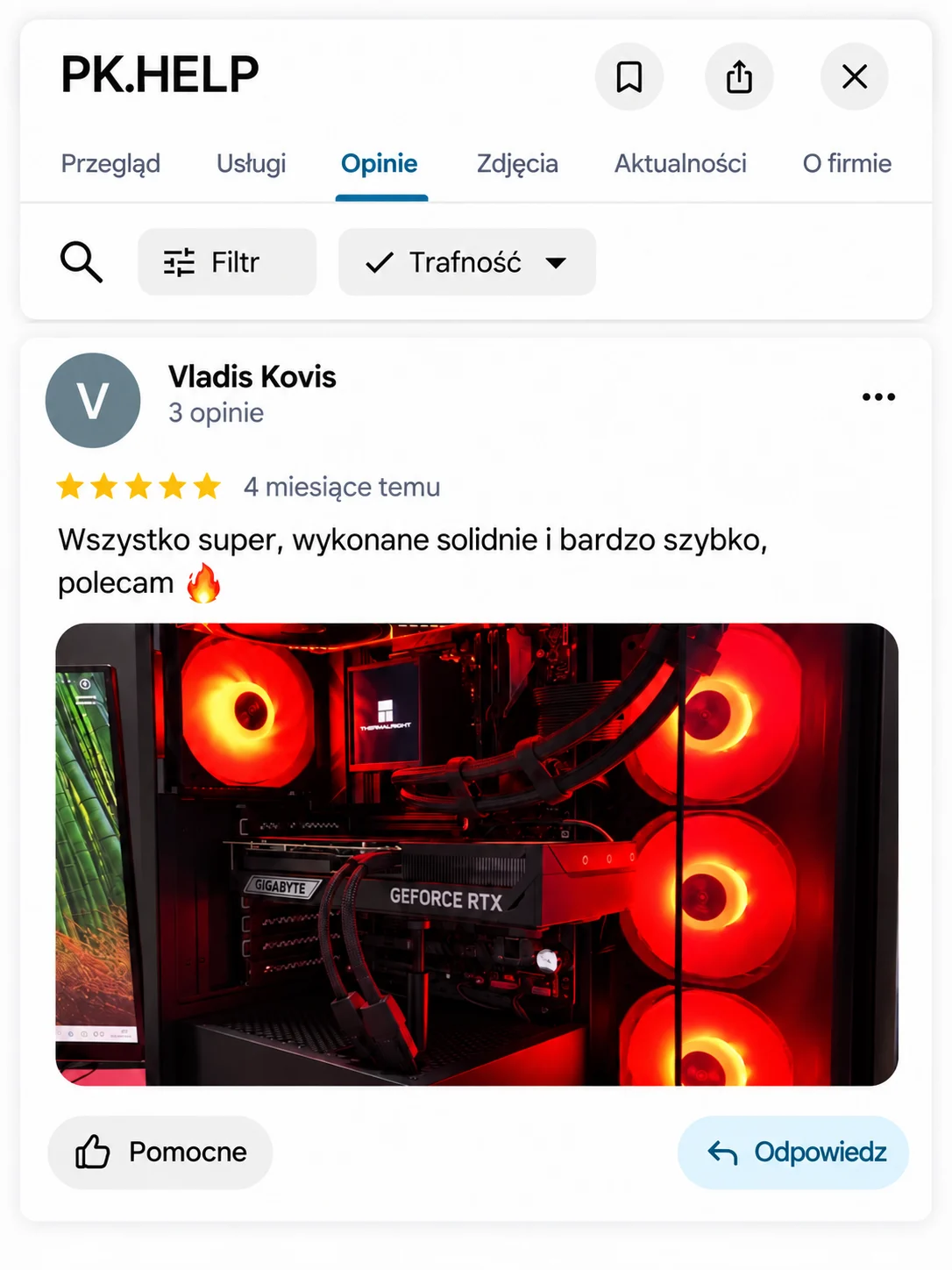 Komputer na zdjęciu do opinii: Vladis Kovis