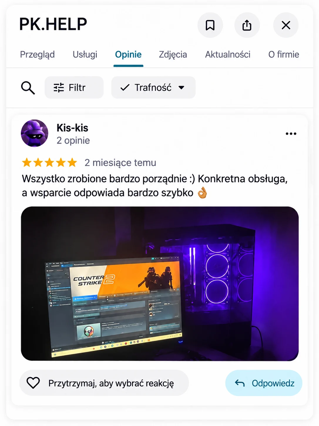 Komputer na zdjęciu do opinii: Kis-kis