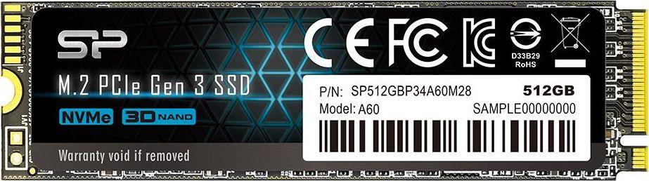 Dysk SSD Silicon Power P34A60 512GB M.2 2280 PCI-E x4 Gen3 NVMe (SP512GBP34A60M28)