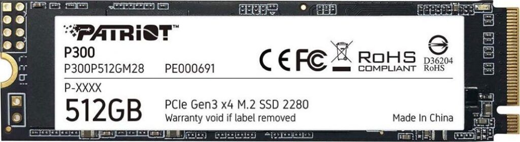 Dysk SSD Patriot P300 512GB M.2 2280 PCI-E x4 Gen3 NVMe (P300P512GM28)