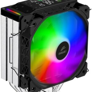 Chłodzenie CPU Evolveo Chłodnica CPU QuietCool7 z cyfrowym wyświetlaczem, 6x heatpipe, czarny (QUIETCOOL7-BK)