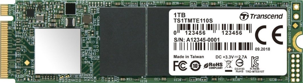 Dysk SSD Transcend 110S 2TB M.2 2280 PCI-E x4 Gen3 NVMe (TS2TMTE110S)