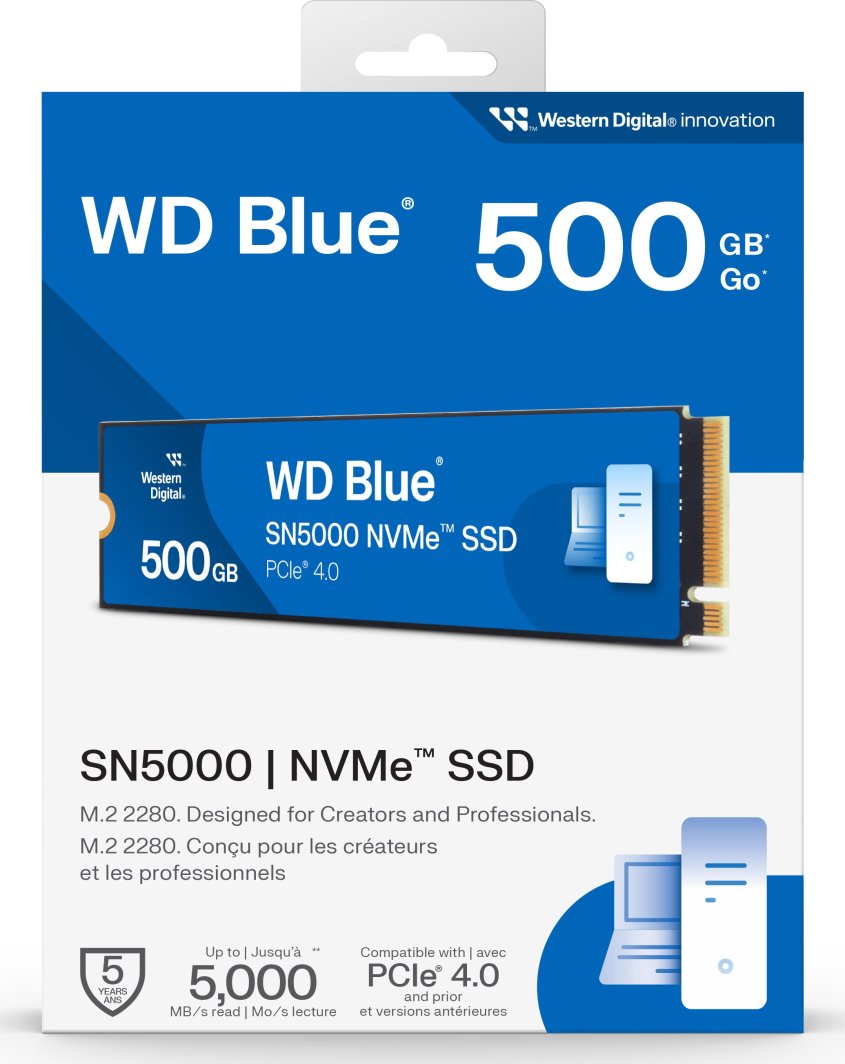 Dysk SSD SanDisk Blue SN5000 500GB M.2 2280 PCI-E x4 Gen4 NVMe (WDS500G4B0E)