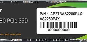 Dysk SSD Apacer AS2280P4X 1TB M.2 2280 PCI-E x4 Gen3 NVMe (AP1TBAS2280P4X-1)