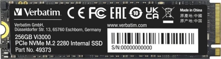 Dysk SSD Verbatim Vi3000 256GB M.2 2280 PCI-E x4 Gen3 NVMe (49373)
