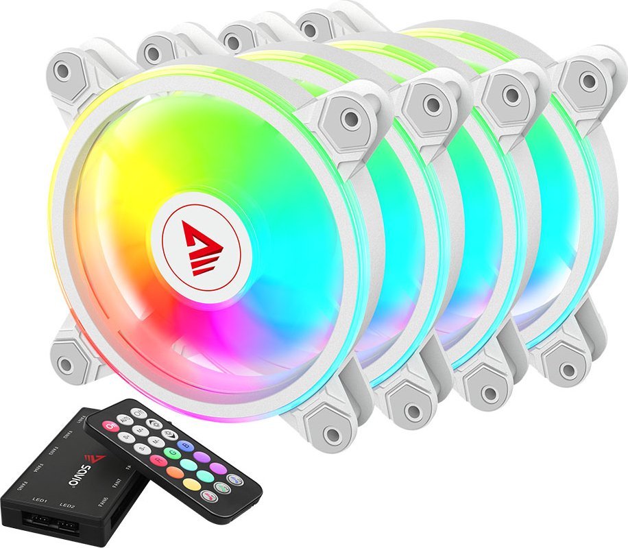 Wentylator Savio FAN-01 ARGB Biały 3-pack + Hub + Pilot (SAVGFAN-01 WHITE)