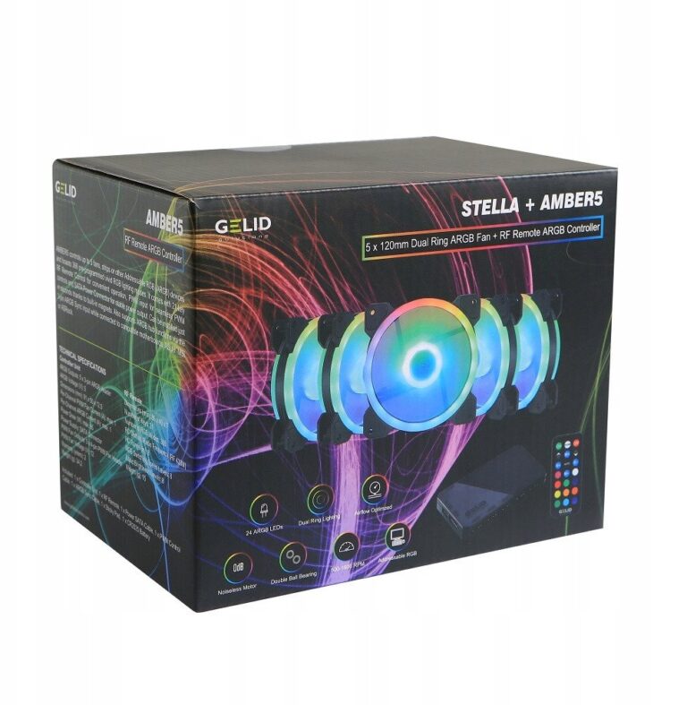 Wentylator Gelid 120mm Amber5 ARGB Combo Bundle (RF-RGB-MP-01)