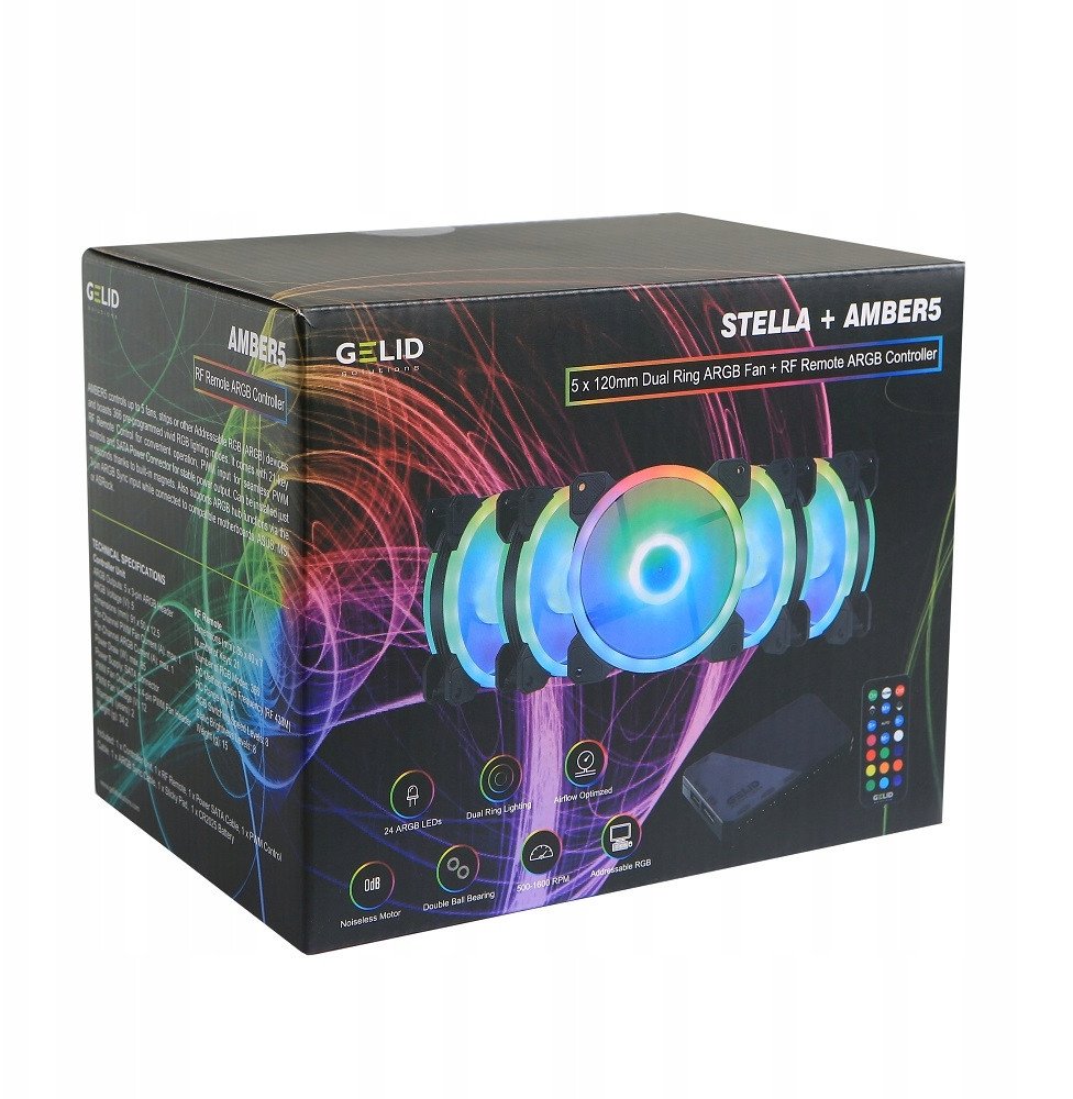 Wentylator Gelid 120mm Amber5 ARGB Combo Bundle (RF-RGB-MP-01)
