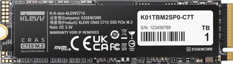 Dysk SSD Usorteret 1 TB KLEVV C715 M.2 2280 PCIE Gen3 NVME (K01TBM2SP0-C7T)
