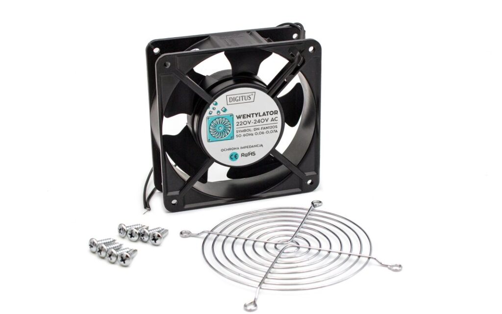 Wentylator Digitus Zestaw: DN-FAN120S, osłona metalowa DN-FAN120/GR, wkręt DN-FAN-M4.8 - 8 szt (DN-FAN120S-KIT)