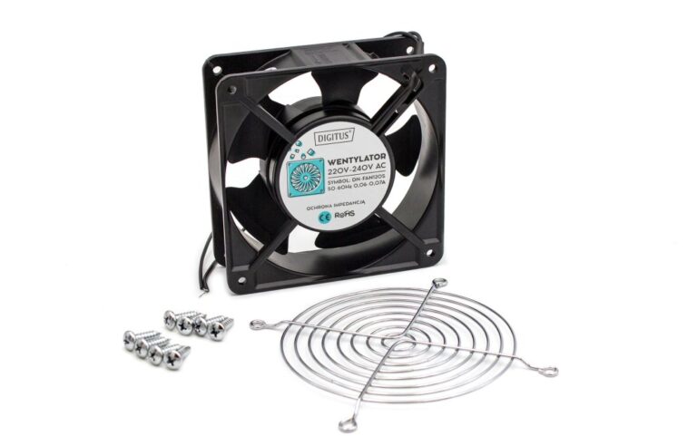 Wentylator Digitus Zestaw: DN-FAN120S, osłona metalowa DN-FAN120/GR, wkręt DN-FAN-M4.8 - 8 szt (DN-FAN120S-KIT)
