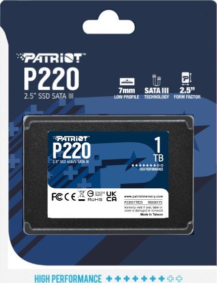 Dysk SSD Patriot P220 1TB 2.5" SATA III (P220S1TB25)