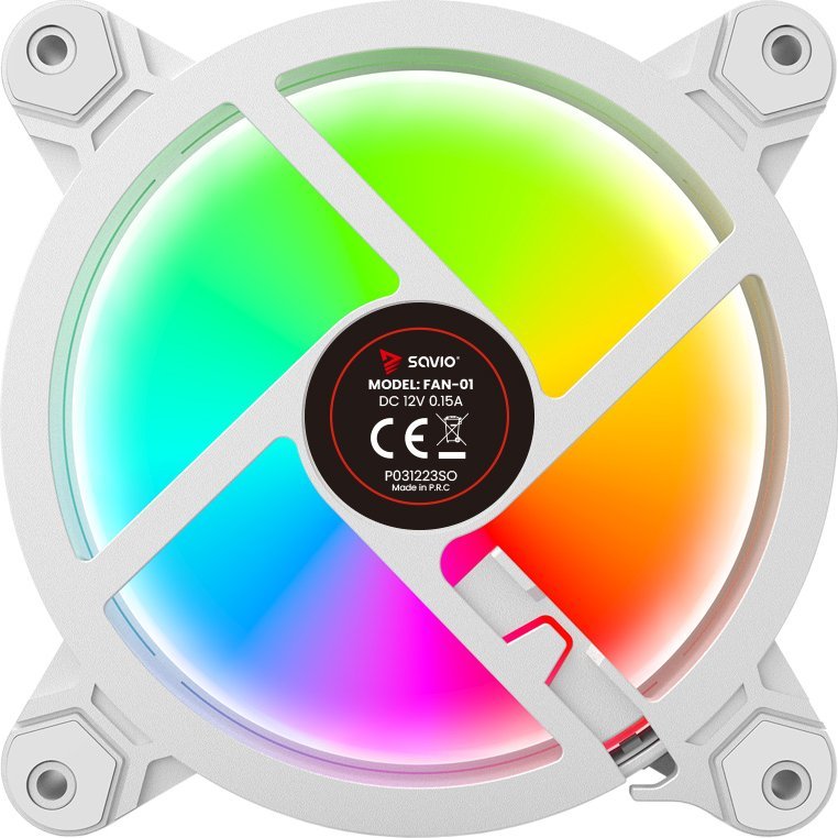 Wentylator Savio FAN-01 ARGB Biały 3-pack + Hub + Pilot (SAVGFAN-01 WHITE)