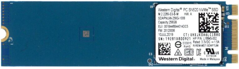 Dysk WD Western Digital PC SN520 256GB M.2 NVME PCIE x2 SSD OEM (SDAPNUW-256G-1014)