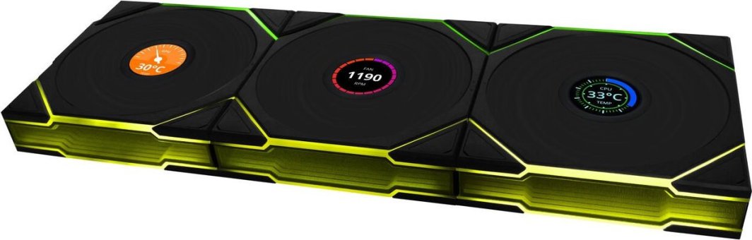 Wentylator Lian Li UNI FAN TL Wireless LCD 120 Reverse Blade 3-pack czarny (12RTLLCD1W3W)