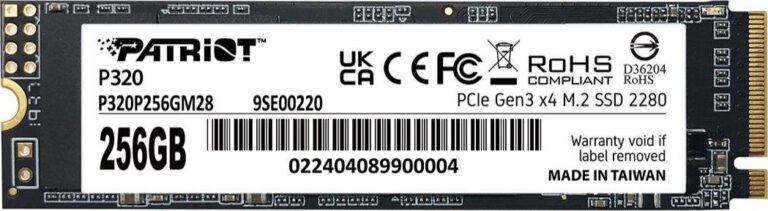 Dysk SSD Patriot P320 256GB M.2 2280 PCI-E x4 Gen3 NVMe (P320P256GM28)