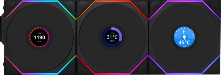 Wentylator Lian Li UNI FAN TL Wireless LCD 120 3-pack czarny (12TLLCD1W3B)