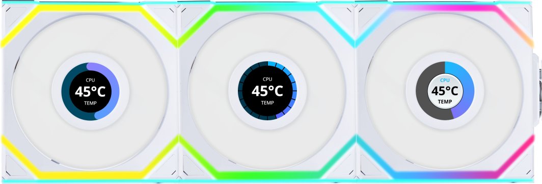 Wentylator Lian Li UNI FAN SL Wireless LCD 120 3-pack biały (12SLLCD1W3W)