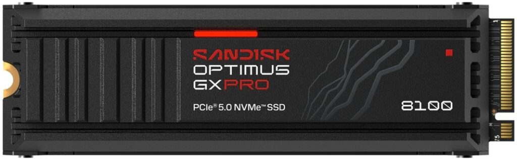 Dysk SSD SanDisk Optimus GX PRO 8100 - SSD - zaszyfrowany - 4 TB - wewnętrzny - M.2 2280 S3-M (M.2 2280 S3-M) - PCI Express 5.0 x4 (NVME) - TCG Opal Encryption 2.02 - zintegrowany radiator (SDSP82400TAH-000E0)