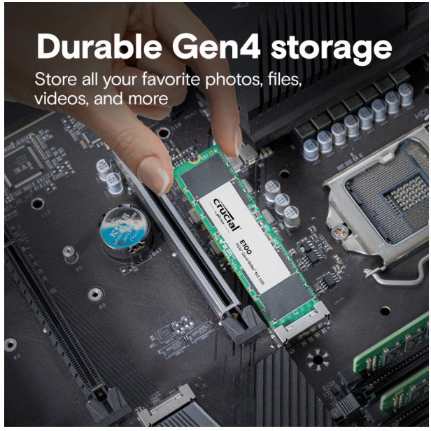 Dysk SSD Crucial E100 2TB M.2 2280 PCI-E x4 Gen4 NVMe (CT2000E100SSD8)
