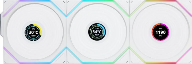 Wentylator Lian Li UNI FAN TL Wireless LCD 120 3-pack biały (12TLLCD1W3W)