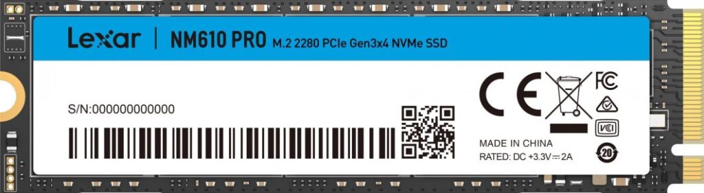 Dysk SSD Lexar NM610 PRO 500GB M.2 2280 PCI-E x4 Gen3 NVMe (LNM610P500G-RNNNG)