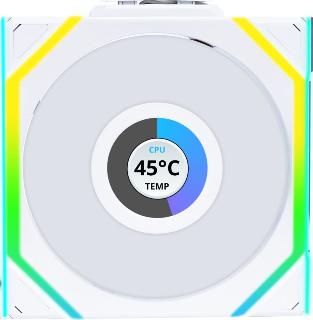 Wentylator Lian Li UNI FAN SL Wireless LCD 120 Reverse Blade biały (12RSLLCD1W1W)