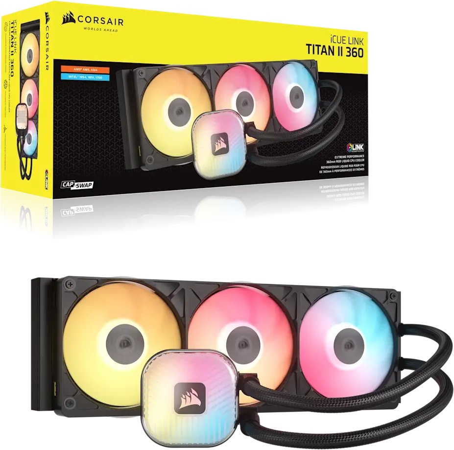 Chłodzenie wodne Corsair ICUE LINK TITAN II 360 RX RGB Procesor Chłodnica cieczy all-in-one 36 cm Czarny 1 szt. (CW-9061037-WW)