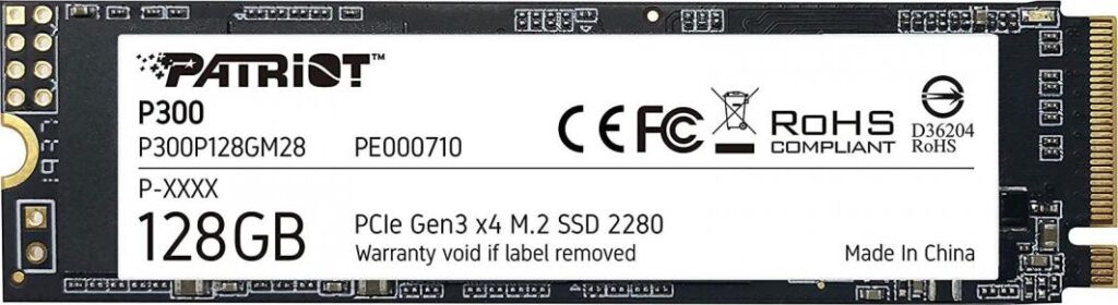 Dysk SSD Patriot P300 128GB M.2 2280 PCI-E x4 Gen3 NVMe (P300P128GM28)