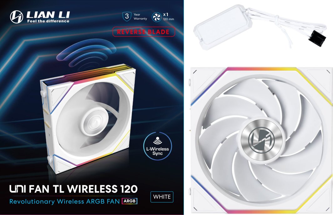 Wentylator Lian Li UNI FAN TL Wireless 120 Reverse Blade biały (12RTL1W1W)