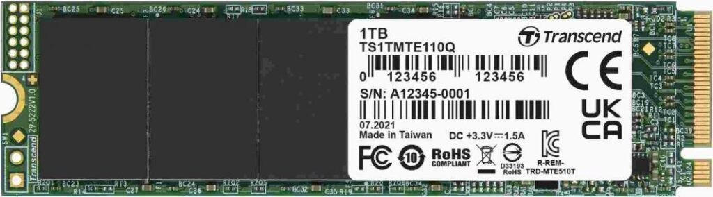 Dysk SSD Transcend 110Q 1TB M.2 2280 PCI-E x4 Gen3 NVMe (TS1TMTE110Q)