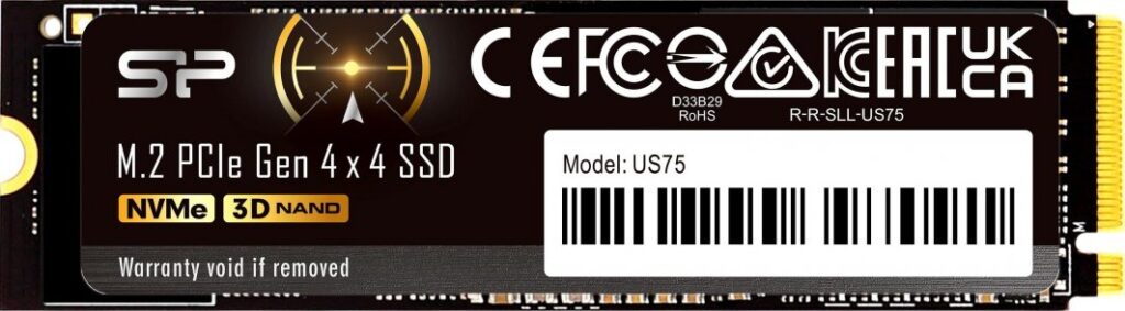 Dysk SSD Silicon Power US75 1TB M.2 2280 PCI-E x4 Gen4 NVMe (SP01KGBP44US7505)