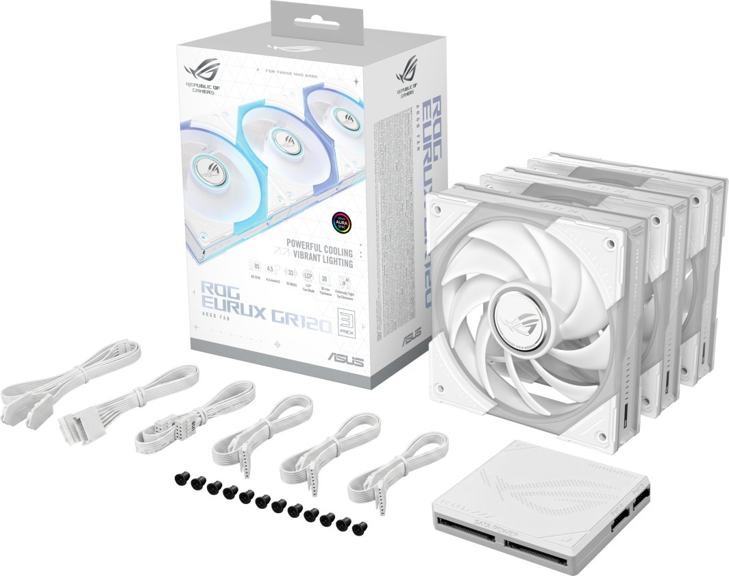 Wentylator Asus ROG EURUX GR120 FAN ARGB White 3IN1 (90DA00J3-B09020)