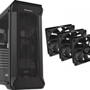 Obudowa GENESIS Irid 505 V2 MIDI TOWER (NPC-1517) + Wentylatory Oxal 120 Czarny 3-pack (NGF-2043)