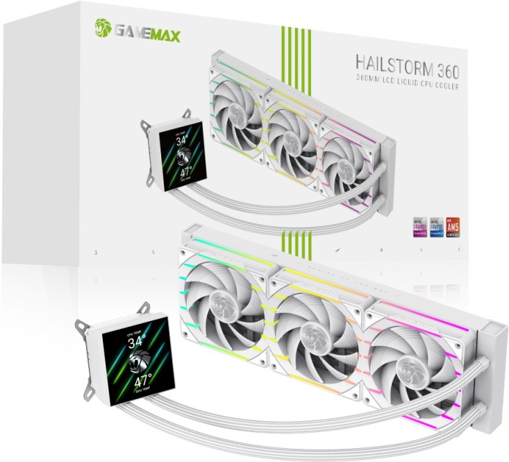 Chłodzenie wodne GameMax HAILSTORM 360 LCD (HAILSTORM 360 LCD WH)