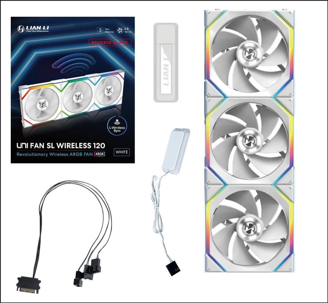 Wentylator Lian Li UNI FAN SL Wireless 120 Reverse Blade 3-pack biały (12RSL1W3W)