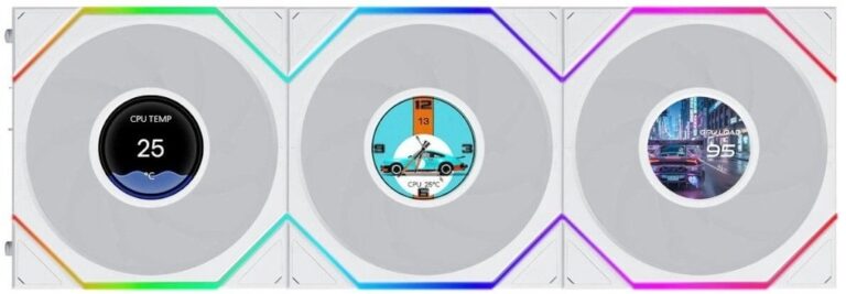 Wentylator Lian Li Wentylatory Uni Fan TL LCD Flex Wireless ARGB PWM Reverse Blade (zestaw 3 szt. 120mm White (G9F.12RTLLCD1F3W.00)