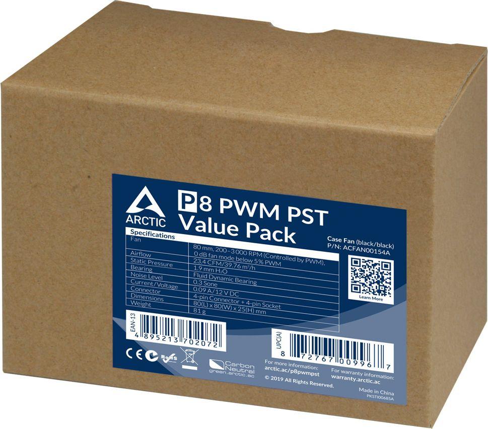 Wentylator Arctic P8 PWM PST 5-pack Czarny (ACFAN00154A)