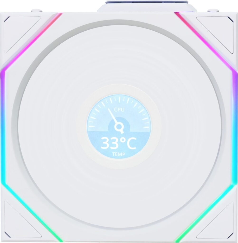 Wentylator Lian Li UNI FAN TL Wireless LCD 120 Reverse Blade biały (12RTLLCD1W1W)