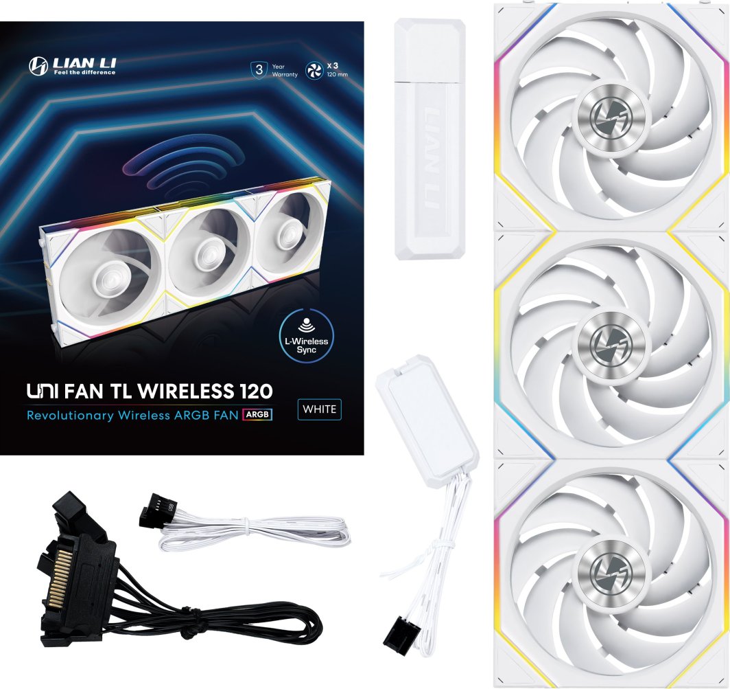 Wentylator Lian Li UNI FAN TL Wireless 120 3-pack biały (12TL1W3W)