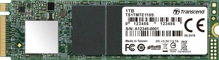 Dysk SSD Transcend 110S 1TB M.2 2280 PCI-E x4 Gen3 NVMe (TS1TMTE110S)