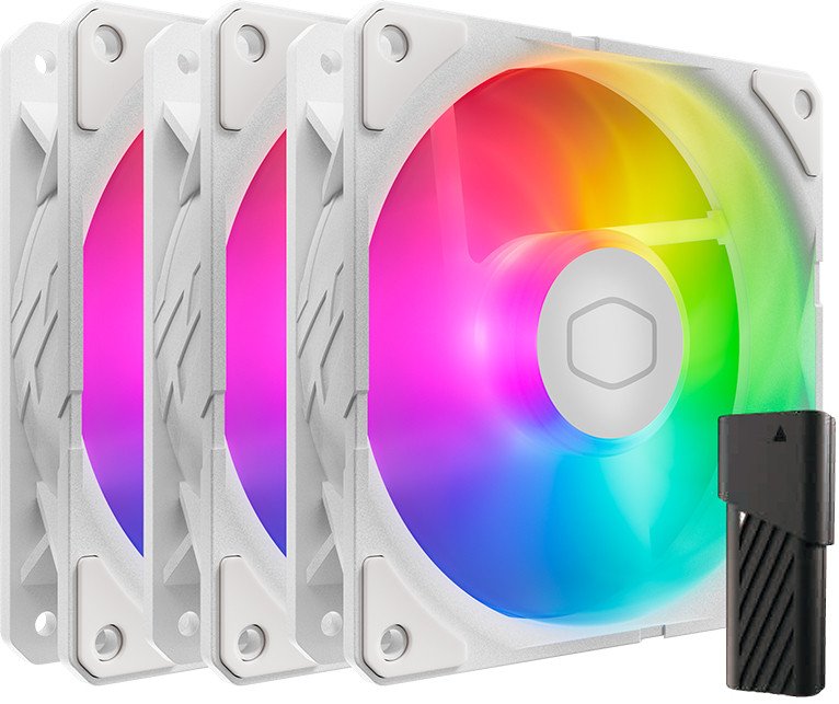 Wentylator Cooler Master SickleFlow Edge 120 ARGB Biały 3-pack + Hub (MFX-B2DW-253P2-R2)