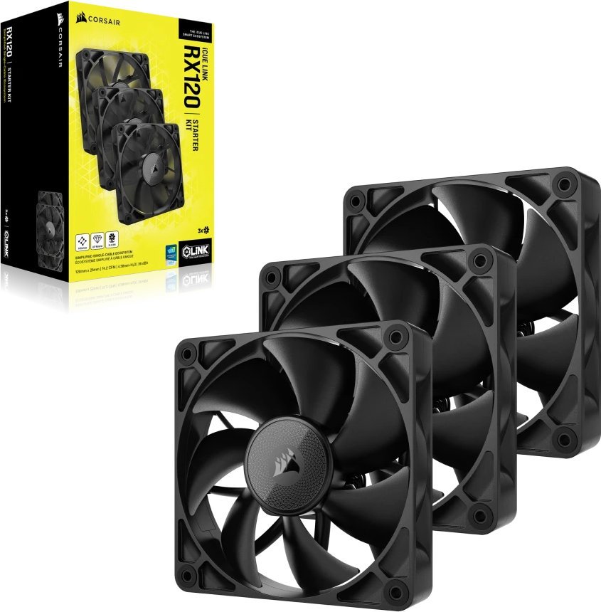 Wentylator Corsair iCUE LINK RX120 Czarny 3-pack (CO-9051010-WW)