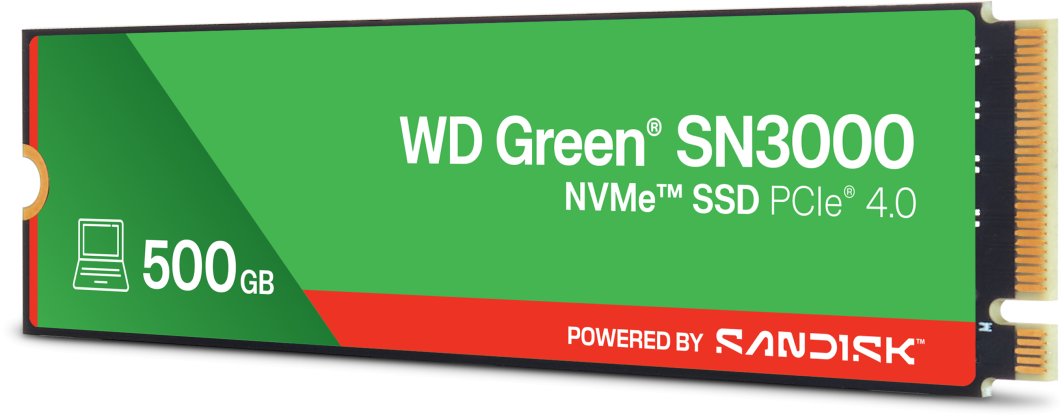 Dysk SSD SanDisk Green SN3000 500GB M.2 2280 PCI-E x4 Gen4 NVMe (WDS500G4G0E)