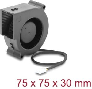 Wentylator Delock Promieniowy / wentylator dmuchawy 12 V DC 75 x 75 x 30 mm z 3-pinowym złączem wentylatora, czarny (67495)
